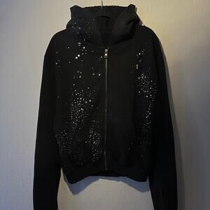 Vintage Faded Rhinestone Zip Up Hoodie